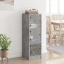 Credenza con Ante in Vetro Grigio Cemento 35x37x109 cm