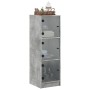 Credenza con Ante in Vetro Grigio Cemento 35x37x109 cm