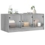 Tavolino da Salotto con Ante in Vetro Grigio Sonoma 102x50x42cm