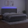 Letto a Molle Materasso e LED Grigio Chiaro 200x200 cm Velluto