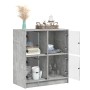 Mobile con Ante in Vetro Grigio Cemento 68x37x75,5 cm