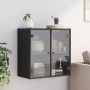 Mobile a Muro con Ante in Vetro Nero 68x37x68,5 cm