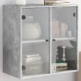 Mobile a Muro con Ante in Vetro Grigio Cemento 68x37x68,5 cm