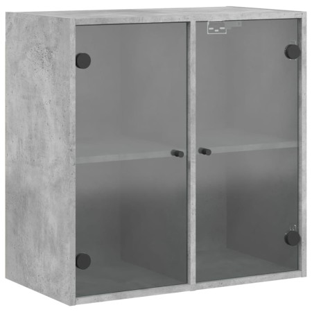 Mobile a Muro con Ante in Vetro Grigio Cemento 68x37x68,5 cm