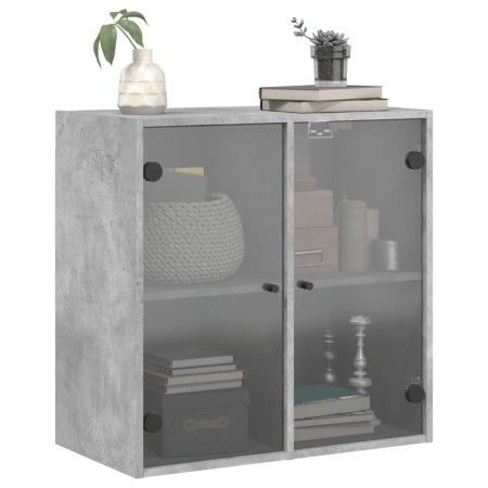 Mobile a Muro con Ante in Vetro Grigio Cemento 68x37x68,5 cm