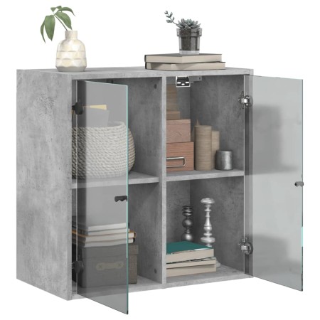 Mobile a Muro con Ante in Vetro Grigio Cemento 68x37x68,5 cm