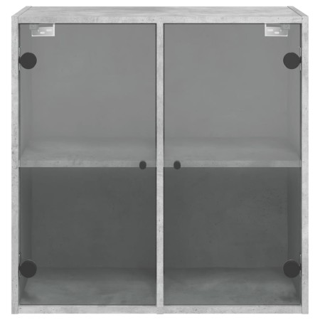 Mobile a Muro con Ante in Vetro Grigio Cemento 68x37x68,5 cm