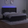 Letto a Molle con Materasso e LED Nero 160x200 cm in Velluto