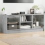 Mobile Porta TV con Ante in Vetro Grigio Cemento 102x37x42 cm