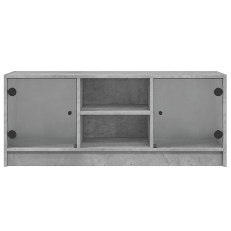 Mobile Porta TV con Ante in Vetro Grigio Cemento 102x37x42 cm