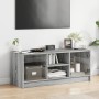 Mobile Porta TV con Ante in Vetro Grigio Sonoma 102x37x42 cm