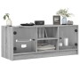 Mobile Porta TV con Ante in Vetro Grigio Sonoma 102x37x42 cm