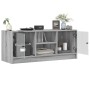 Mobile Porta TV con Ante in Vetro Grigio Sonoma 102x37x42 cm