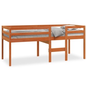 Letto a Soppalco Marrone Cera 80x200 cm Legno Massello di Pino