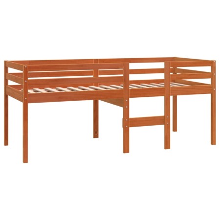 Letto a Soppalco Marrone Cera 80x200 cm Legno Massello di Pino