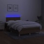 Letto a Molle Materasso e LED MarroneScuro 120x190cm in Tessuto