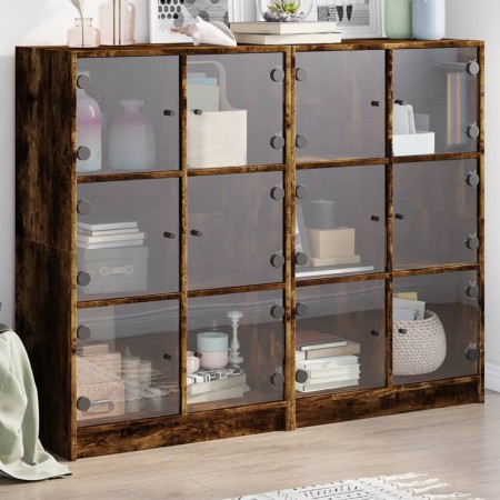 Libreria Ante Rovere Fumo 136x37x109 cm in Legno Multistrato