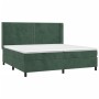 Letto a Molle con Materasso e LED Verde Scuro 200x200cm Velluto