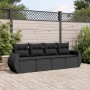 Set Divani da Giardino 4 pz con Cuscini Nero in Polyrattan