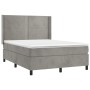 Letto a Molle Materasso e LED Grigio Chiaro 140x200 cm Velluto