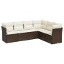 Set Divano da Giardino 6 pz con Cuscini Marrone in Polyrattan