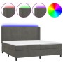 Letto a Molle con Materasso e LED Grigio Scuro 200x200 cm