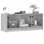 Mobile Porta TV con Ante in Vetro Grigio Sonoma 102x37x42 cm