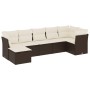 Set Divani da Giardino 7 pz con Cuscini Marrone in Polyrattan