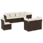 Set Divani da Giardino 8 pz con Cuscini Marrone in Polyrattan