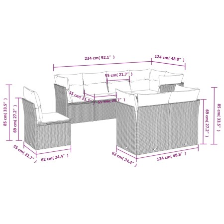 Set Divani da Giardino 8 pz con Cuscini Marrone in Polyrattan