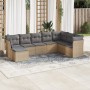 Set Divano da Giardino 8 pz con Cuscini Beige in Polyrattan