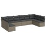 Set Divano da Giardino 10 pz con Cuscini Grigio in Polyrattan