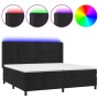 Letto a Molle con Materasso e LED Nero 200x200 cm in Velluto