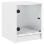Comodino con Anta in Vetro Bianco 35x37x42 cm