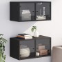 Mobili a Muro con Ante in Vetro 2pz Nero 68,5x37x35 cm