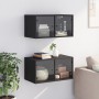 Mobili a Muro con Ante in Vetro 2pz Nero 68,5x37x35 cm