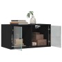 Mobili a Muro con Ante in Vetro 2pz Nero 68,5x37x35 cm