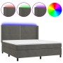 Letto a Molle con Materasso e LED Grigio Scuro 180x200 cm