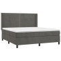 Letto a Molle con Materasso e LED Grigio Scuro 180x200 cm