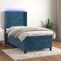 Letto a Molle con Materasso e LED Blu Scuro 100x200 cm