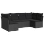 Set Divano da Giardino 6 pz con Cuscini Nero in Polyrattan