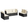 Set Divani da Giardino con Cuscini 7pz Nero Polyrattan