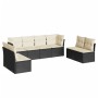 Set Divani da Giardino con Cuscini 8 pz Nero in Polyrattan