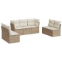 Set Divani da Giardino 7 pz con Cuscini Beige in Polyrattan