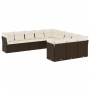 Set Divani da Giardino 11 pz con Cuscini Polyrattan Marrone