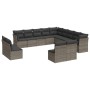 Set Divani da Giardino 13 pz con Cuscini Grigio in Polyrattan