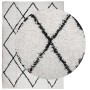 Tappeto Shaggy PAMPLONA a Pelo Lungo Crema e Nero 120x170 cm