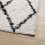 Tappeto Shaggy PAMPLONA a Pelo Lungo Crema e Nero 120x170 cm