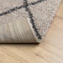 Tappeto Shaggy PAMPLONA Pelo Lungo Beige e Antracite 120x120cm