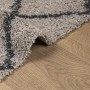 Tappeto Shaggy PAMPLONA Pelo Lungo Beige e Antracite 120x120cm